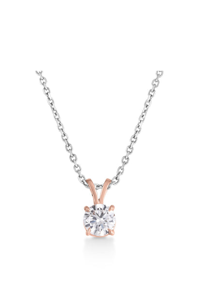 0.71 F VS1 14K Pink & White Gold Necklace